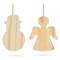 Set of 2 Unfinished Unpainted Wooden Snowman and Angel Christmas Ornaments Cutouts DIY Craft 4.5 Inches